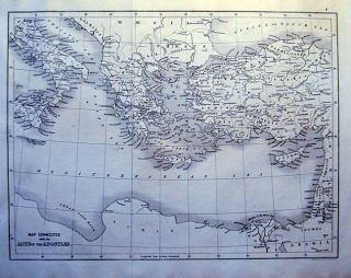 Map of Travels of Apostles Eastern Mediterranean 1850
