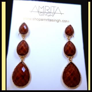 Amrita Singh 18 K Gold Plated East Hampton Earrings $100 Teardrop Long