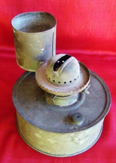 Unusual Edward Miller Co Kerosene Lamp Galvanized Base Brass Wick