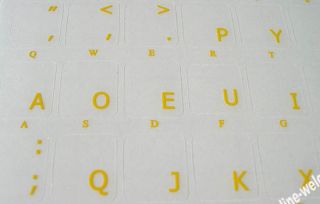 Dvorak Simplified Keyboard Sticker Transparent Yellow