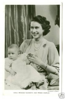 1949 Prince Charles Real Photo Postcard with Elizabeth