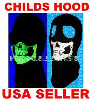 Child Kids Skull Ski Mask Glow in The Dark MW2 Cod Ghost Youth 2 Hole