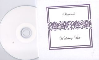 Delux Damask Eggplant Wedding Invitation Kit on CD