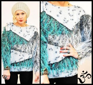 Eclectic Vintage 80s Sparkle Knit Fury Jumper Sweater S