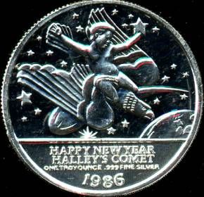  Troy Ounce Round 999 Fine Silver Happy New Year Halleys Comet