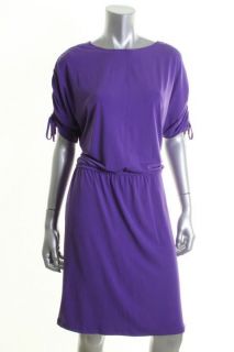 Ellen Tracy Toast Of The Town Purple Cinched Jersey Wear To Work Dress
