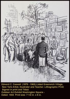  Washington Square Art Exhibit Greenwich ORIGINAL EDWARD C. CASWELL