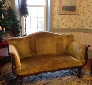 Victorian Antique Sofa And Chair With Mother Of Pearl Inlays