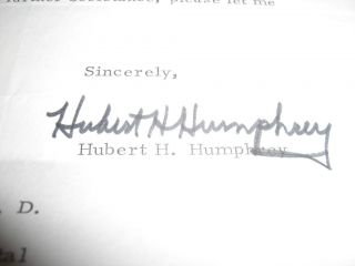 RARE Hubert Humphreys Autograph Signed Official Letter