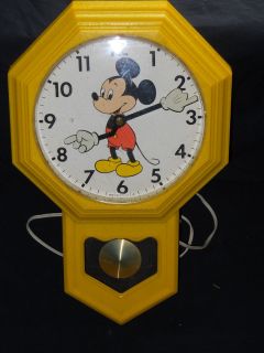 Walt Disney Mickey Mouse Pendulum Wall Clock Welby by Elgin