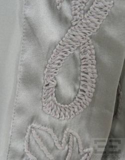 Elissa Coleman Gray Silk Embroidered Snap Waist Sleeveless Dress Size