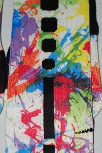 Nike Elite Basketball Socks Rainbow Paint Splatter Custom Large 8 12
