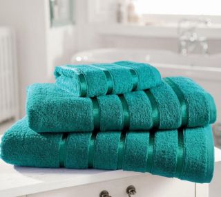 Kensington Egyptian Cotton Stripe Bath Sheet Towel Teal 600 GSM Luxury