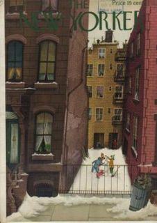 1946 Edna Eicke Art City Snowman Kids New Yorker Cover