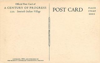 CENTURY OF PROGRESS SEMINOLE INDIAN VILLAGE HUT EARLY K16979