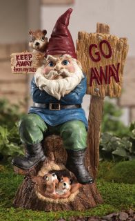 NEW GARDEN GNOME SQUIRREL FRIENDS GO AWAY KEEP AWAY FROM MY NUTS SIGN