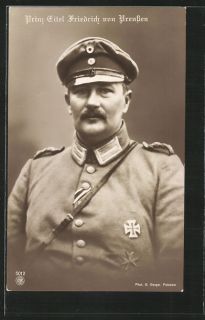 German WWI Prinz Eitel Friedrich in Fieldgrey with Iron Cross Photo