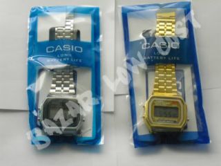 Reloj Casio Retro Cadena Metálica A159W Unisex Dorado O Plateado