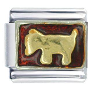 PUGSTER 9MM ITALIAN CHARMS GOLDEN DOG PETS ANIMAL JULY Z66