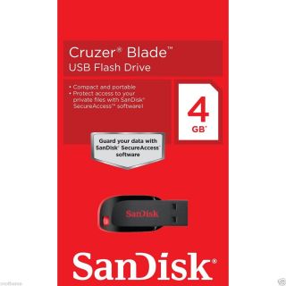  SanDisk Cruzer Blade USB Flash Drive 4 GB Secure Access Compact Small