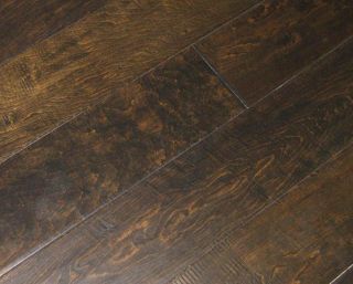 Engineered Distressed Hand Scraped Birch Chocolate Hardwood Floor