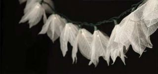 SET OF 20 WHITE REAL LEAF FLOWERS STRING FAIRY LIGHTS FOR WEDDINGS