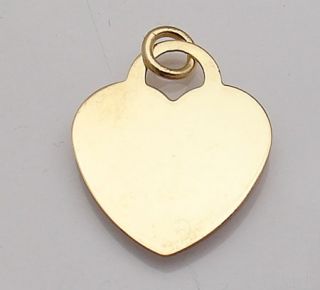 Engravable Heart Charm Pendant Jump Ring 14k Gold Yello