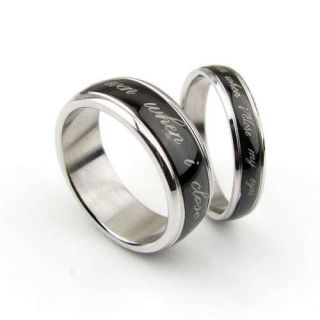 Black Titanium Ring Set Wedding Bands Fashion Custom Engraved