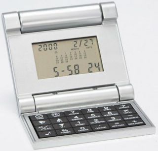 Brookstone Flip Calculator with World Clock, Calendar and Alarm ~ NEW