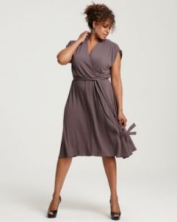Emma and Emilie New Taupe Jersey Ruched A Line Wear to Work Dress Plus