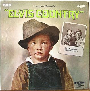 ELVIS PRESLEY Elvis Country 1971 lp VG+/NM sticker + post card