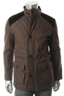 Tasso Elba New Brown Quilted Water Repellent Zip Button Front Coat