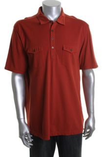 Tasso Elba New Red Mixed Fabric Short Sleeve Two Pocket Polo XL BHFO