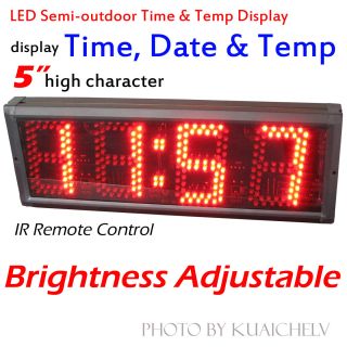 LED Outdoor Temp Sign 5 LED Wall Clock LED Date Display Outdoor Digit