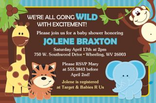 Jungle Themed Baby Shower Invitations Set of 20