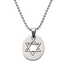 mens oval star of david pendant with 24 bead chain d 2012081012201631