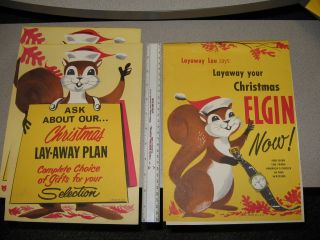 Elgin 1950s Watch Radio Clock Store Display Christmas Santa Squirrel B