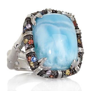 Opulent Opaques Larimar and Multicolor Sapphire Sterling Silver Ring