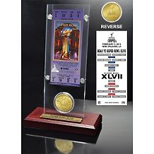 super bowl coin and ticket in desktop stand price $ 39 95