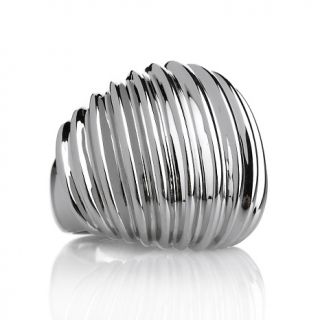 Jewelry Rings Fashion Stately Steel Ribbed Texture Bold Band Ring