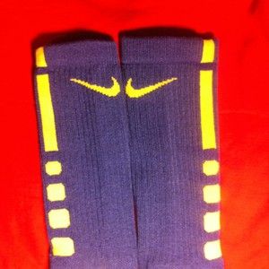 Nike Elite Basketball Socks Purple and Gold