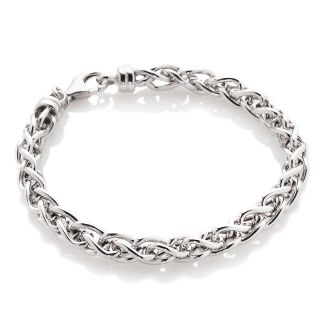 Sterling Silver Rhodium Plated 6mm Bold Wheat Bracelet   7 1/4