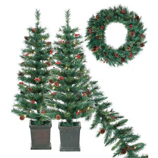 piece Holiday Doorway Set with Prelit Potted Trees