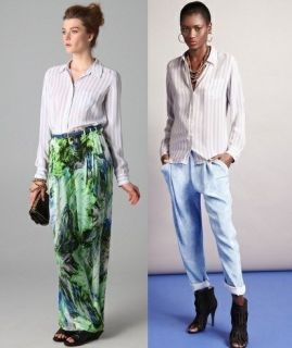 2012 $248 Equipment Brett Jagger Stripe Silk Shirt Blouse New Lavender