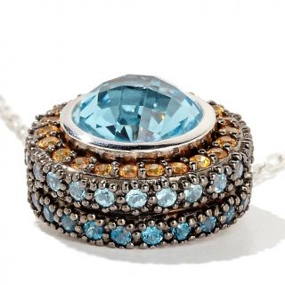 11.42ct Blue Topaz and Gemstone Sterling Silver Pendant with 18 Chain