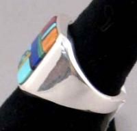 Native Navajo E Yazzie Sterling Turquois Inlay Ring S11