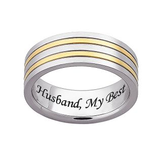 Jewelry Rings Personalized Stainless Steel Mens Two Tone