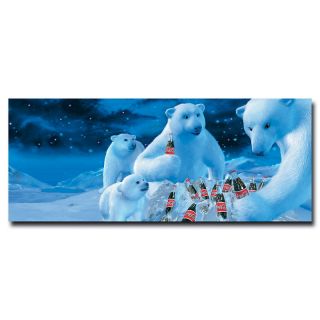  Cola Polar Bears with Coke Art Print   14 x 24in