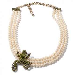 Heidi Daus 3 Row Simulated Pearl Frog 15 Necklace