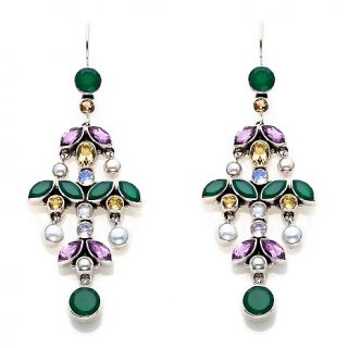 16.40ct Green Chalcedony and Gem Sterling Silver Chandelier Earrings
